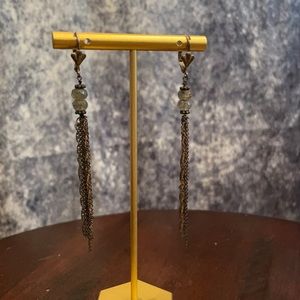 Faceted labradorite bead dangle chain earrings